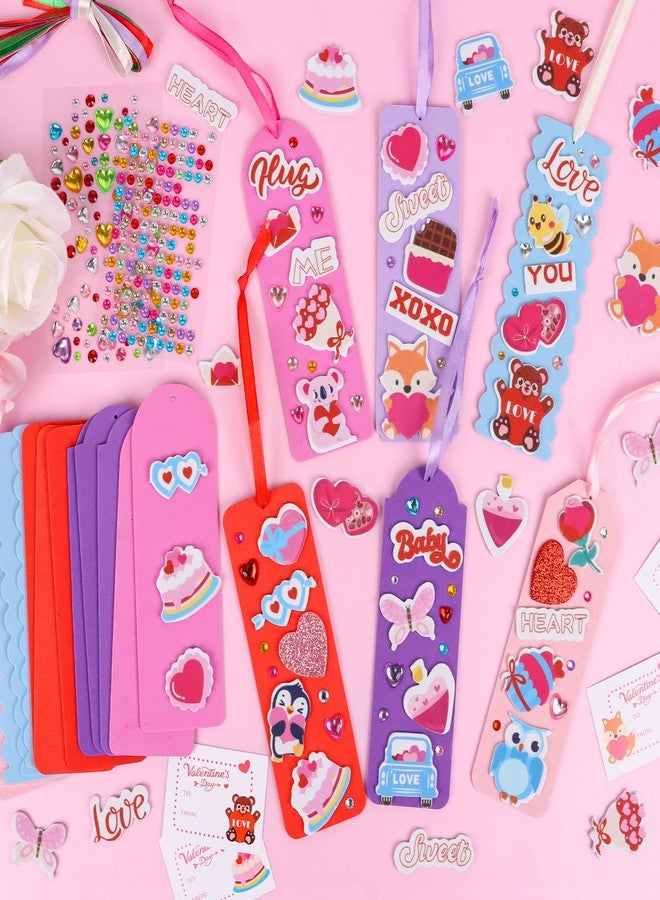 STEFORD 24 Sets Valentine DIY Bookmark Craft Kit, Valentine's Day Foam Stickers Funny Bookmarks Crafts Bulk for Kids School Classroom Activities Party Reading Gift Exchange - Image 4